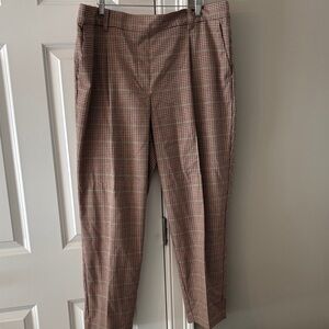 LOFT Women's Brown Checkered Trousers